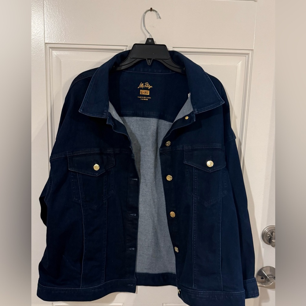 Lilly Pulitzer Blue and Gold Jean Jacket